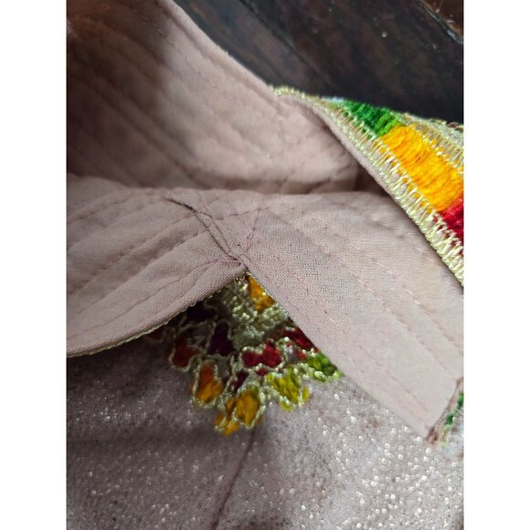 Vintage Handmade Bohemian Pink Glitter Embroidered Dress - Picture 6 of 15